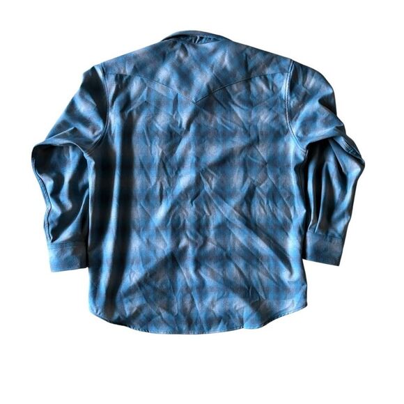 Pendleton Pearl Snap Virgin Wool Canyon Shirt Mens Size XL Sky Blue With Gray - Picture 3 of 12